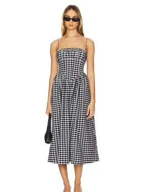 Ronny Kobo Collection Black & White Gingham Midi Dress